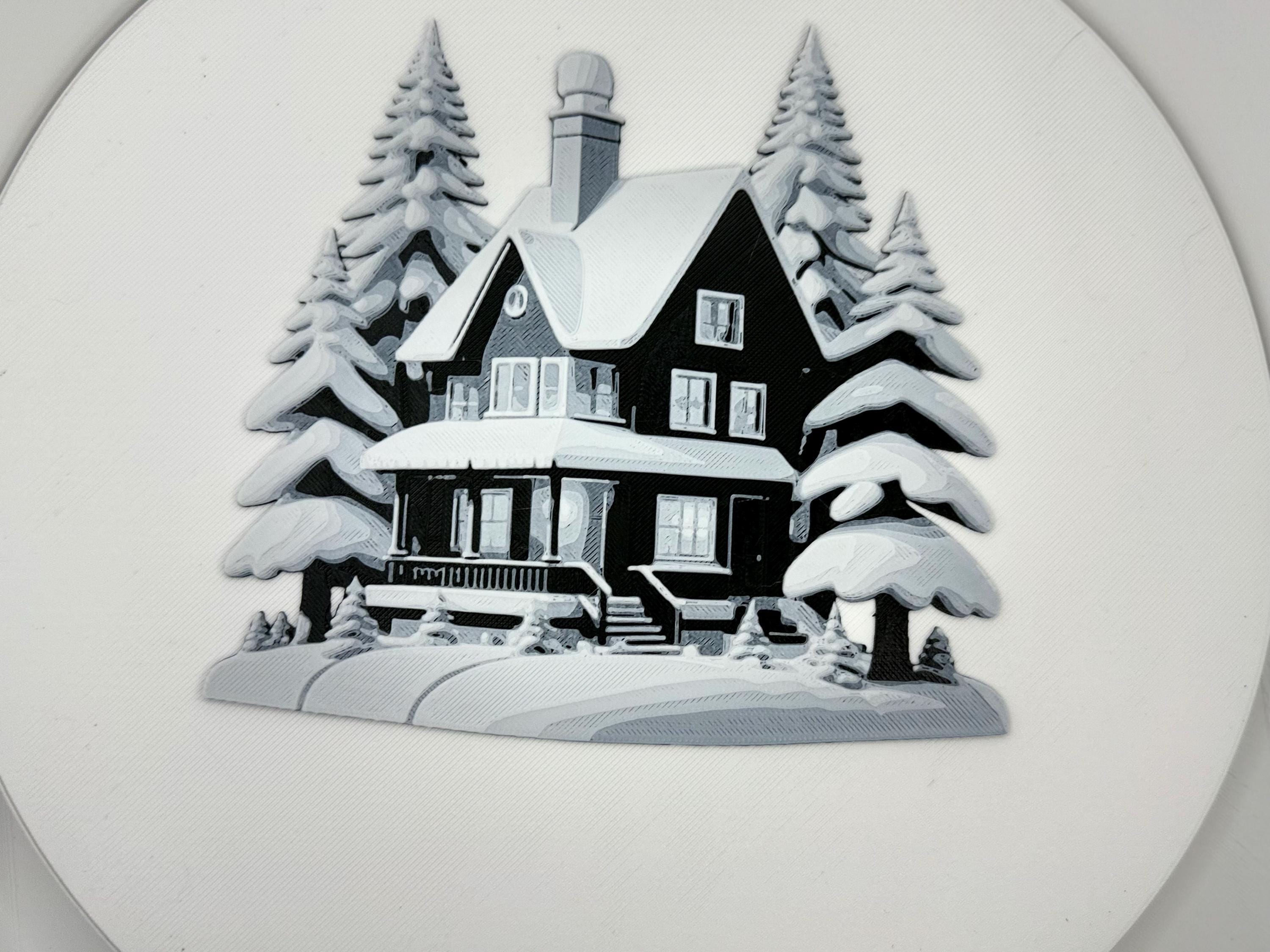 Snowy House Christmas Window Ornament