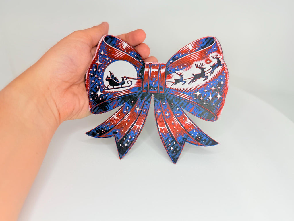 Festive Patriotic Bow with a Christmas Twist Ornament