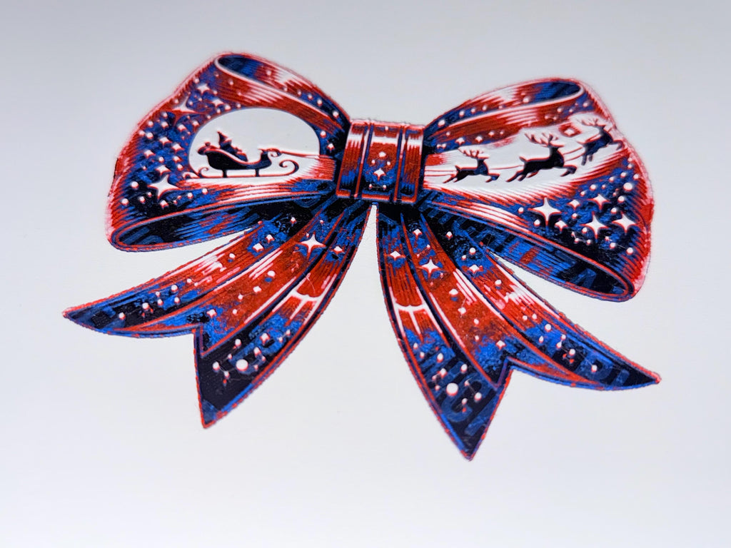 Festive Patriotic Bow with a Christmas Twist Ornament